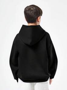 SUMWON Oversized Boys Pullover Hoodie With Large Number Print And Text Graphics Casual Comfort Sweatshirt For School Vacation - Black and White - View 2