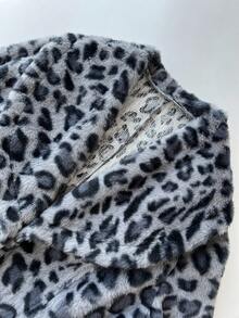 Elamini Women's New Autumn/Winter Leopard Print Lapel Cardigan, Vintage Style - Blue - View 8
