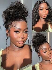 9AM Hair Store Invisi Draw-Strings Water Wave 360 Lace Frontal Glueless Wig With Bleached Knots Wear And Go Glueless Human Hair Wig Pre-Plucked Hairline 180% Density 14-16 Bob Inch 18-26 Regular Inch Unprocessed Virgin Hair Christmas Wigs Y2k Human Hair Wig Christmas Gifts - SNatural - View 2