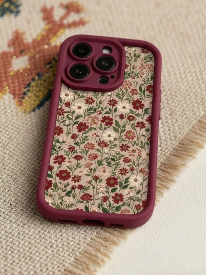 Cirelle 1 件勃艮第渐变极简印花手机壳适用于 16、15 Pro Max、14 Plus、13、12、11 ProMax，白色时尚防尘保护套，创意节日礼物兼容三星系列防水防震防摔防刮 - 彩色 - 查看 1