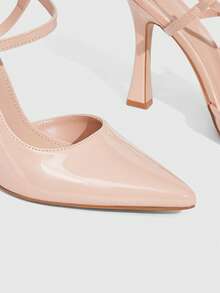 CUCCOO SZL Giày cao gót mũi nhọn thanh lịch thời trang dành cho nữ, phù hợp khi đi làm và dự tiệc - Màu be - Xem 5