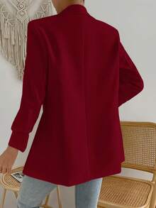 Aveloria Modichic Solid Open Front Shawl Collar Blazer  - Red - View 2