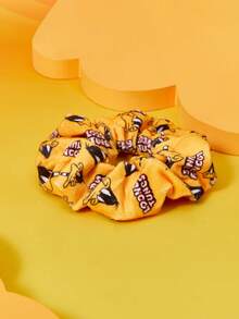 LOONEY TUNES X SHEIN Fashionable Cartoon Duck & Letter Pattern Hair Scrunchie - Yellow - View 2