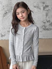 DAZY Tween Girls Crew Neck Long Sleeve Knit T-Shirt, Fall