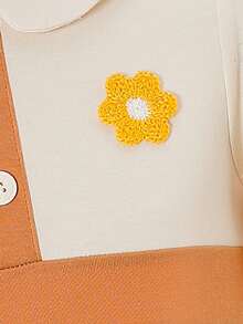 女童休闲翻领刺绣弹力撞色彼得潘领长袖连衣裙，时尚百搭，优雅大方，适合秋冬季穿着 - 卡其色 - 查看 8