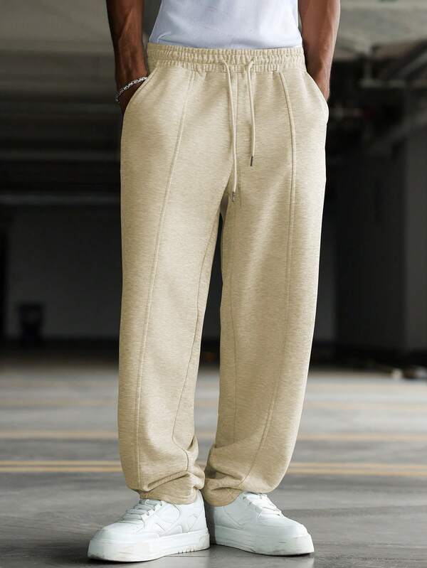 Manfinity Hypemode Pantalones deportivos casuales sueltos con cordón en la cintura de unicolor para hombres