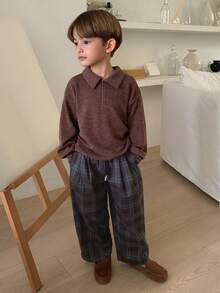 DAZY 男童抽绳腰格子口袋阔腿宽松裤