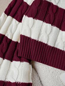 Franclia Áo len xoắn tay đèn lồng màu tương phản cơ bản dành cho nữ, phù hợp cho mùa xuân và mùa thu - Màu Đỏ Sâu - Xem 6