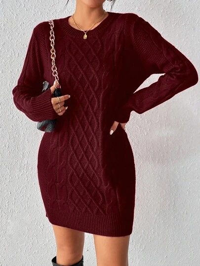 EMERY ROSE Women's Twist Knit Sweater Dress For New Year Clothes