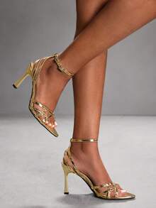 CUCCOO SZL Women's Elegant Commuter Heeled Sandals For Christmas - Gold - View 9