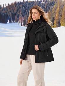 OutZeal 女士滑雪夹克 户外夹克 黑色 冬季滑雪 露营 保暖 绗缝 防风 防水 户外上衣 - 黑色 - 查看 9