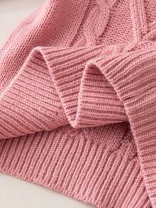 Girls Collared Twist Rope Long Sleeve Sweater Dress Set, Cute & Minimalist Style Girls Sweater Sets Girls Spring Autumn French Style Dress Girl Clothes Autumn And Winter Clothes Girl Clothes Skirt Set Girls Dress Winter Girls Winter Clothes Girls Autumn Clothes Girls French Style Dress - Pink - View 7