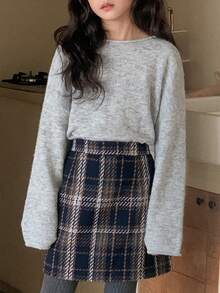 Dazy Kids Tween Girls Solid Color Crew Neck Sweater, Fall