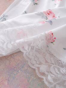 Elegant Lace Floral Print Women's Nightgown - Pink - View 3
