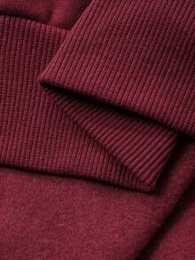 DAZY Women's Letter & Bow Print Crew Neck Long Sleeve Pullover Sweatshirt - Burgundy - View 8