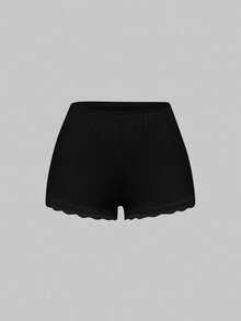 ROMWE Ribbed Lace Camisole & Shorts Casual Pajama Set