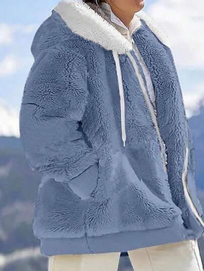 INAWLY 冬季加大码彩色拉链泰迪夹克