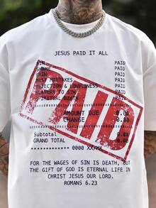 Devon Thys 男士新款时尚嘻哈印花T恤 - 白色 - 查看 3