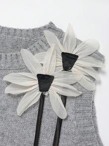 Franclia 秋冬新款宽松百搭3D立体花卉圆领无袖针织背心搭配A字针织中长裙女装两件套