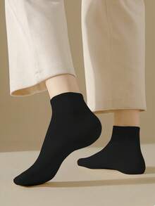 10 Pares de Calcetines Lisos Tobilleros Para Mujer, Calcetines Unitalla - Negro - Ver 3