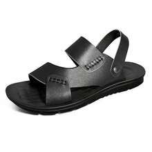 Sandalias planas de suela blanda para hombre, ideales para salidas informales y la playa. Con suela gruesa, duradera y antideslizante. Sandalias para hombre. - Negro - Ver 6