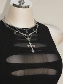 SHEIN ICON 大码 Y2K 风格透视做旧性感吊带背心 - 黑色 - 查看 8