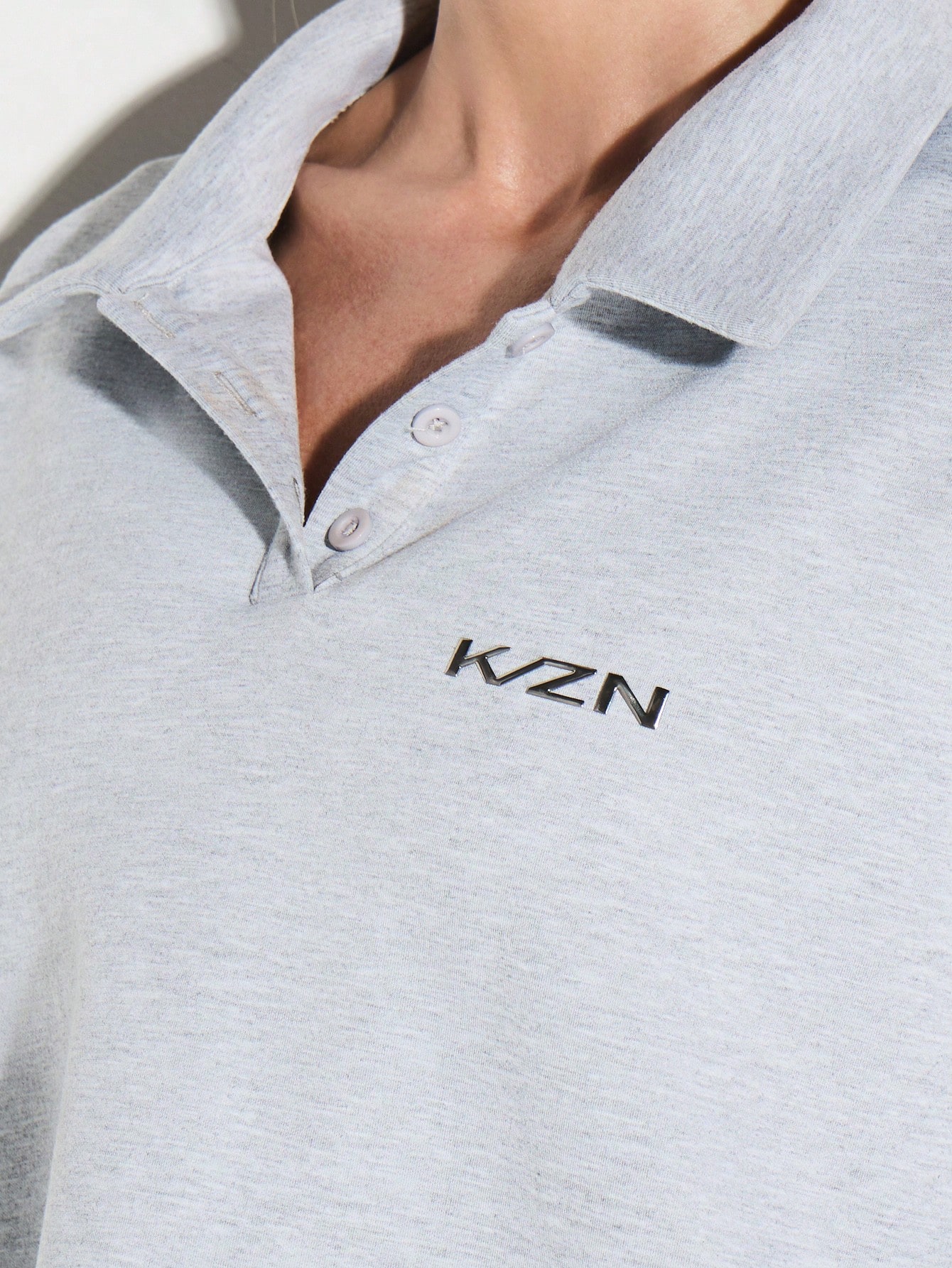 KIZN Grey Heathered Collared Sweatshirt With Logo