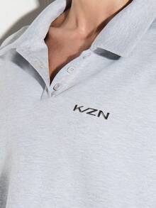 Sudadera con cuello de KIZN de color gris claro jaspeado con estampado de logotipo, manga larga, casual - Gris - Ver 4