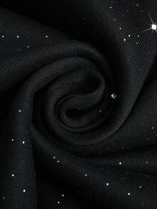 ROMWE MEN 男士连帽拉链字母十字印花宽松休闲卫衣 - 黑色 - 查看 4