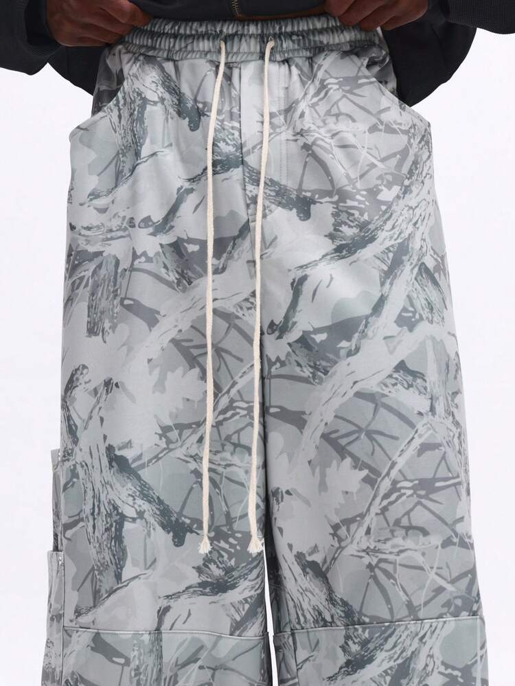 Pantalon de survêtement camouflage coupe tonneau avec poches cargo