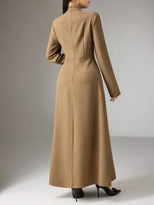 Heiryn 女士优雅纯色扭纹派对连衣裙 - 軍綠色 - 查看 3