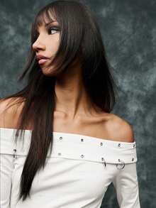 Nöista Off-Shoulder Top With Metal Hardware Detailing, Offering A Bold Alternative-Inspired Design Suitable For Women's Spring Break Outfits Outfits; A Striking Piece That Works For Casual Business Looks, Modern Formal Styling, Elevated Everyday Wear, Festive Birthday Outfits For Women Clothes Dressing And Refined Valentine's Day. - White - View 11