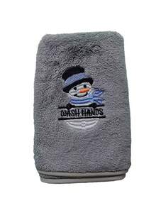 1pc Christmas Super Soft Embroidered Snowman Hand Towel, Suitable For Kitchen, Bathroom Decor And Gifts - Multicolor - View 6
