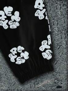 Glimmora Pantalones casuales sueltos con cintura elástica y cordón, estampado total para hombres - Multicolor - Ver 5