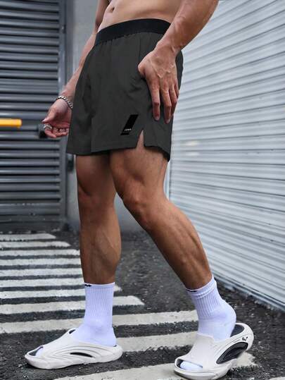 Manfinity Sport Corelite Pantalones cortos deportivos casuales para hombres, sencillos y de moda, adecuados para uso diario. Pantalones cortos grises, pantalones cortos de gimnasio, pantalones cortos de entrenamiento, pantalones de chándal