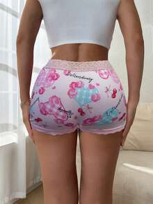 1 pieza Bragas de la serie de encaje con diseños lindos de corazón, cereza, rosa y mariposa para niñas jóvenes