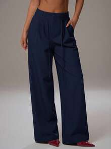 SHEIN Forever 21 春夏女装浪漫/舞会/正式/生日/90年代/商务休闲/优雅/西式/外出/时尚/休闲/千禧年/夜店/办公室/鸡尾酒会/复古/紧身/锐舞节/趣味/优雅/老钱/街头风/度假/乡村音乐会/工作/端庄/春假/单身派对/演唱会/酷炫/基础款/毕业/低腰/宽松/阔腿裤 - 藏蓝色 - 查看 6