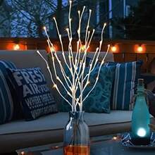 1个20颗LED灯珠的白色仿真树枝灯，北欧风格，桦树枝造型，电池供电，室内桌面装饰灯，树枝造型的仙女夜灯，圣诞节家居装饰灯，建议多买几个。 - 黃光 - 查看 6