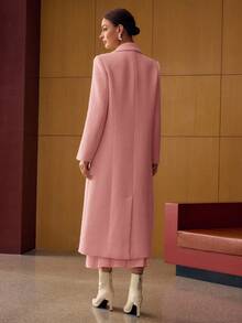 MOTF PREMIUM WOOL LAPEL COLLAR SINGLE BREASTED OVERCOAT - Pink - View 3