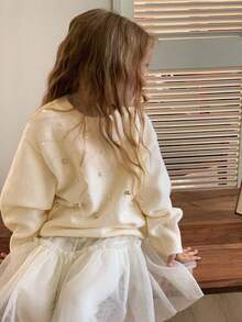 DAZY 女童圆领串珠装饰毛衣，秋季