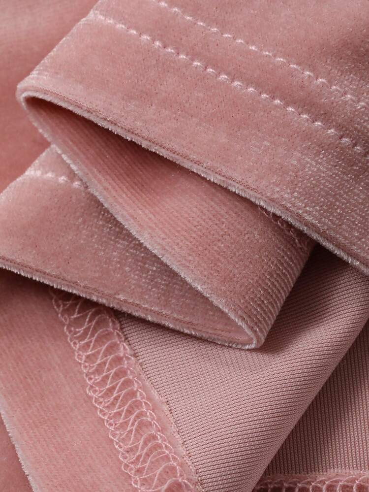 Dazy Plus Valentine Plus Size Women's Velvet Contrast Lace Bodycon Party Dress, Sexy & Stretchy For Dates Elegant Women Dresses Prom Dress - Pink - View 3