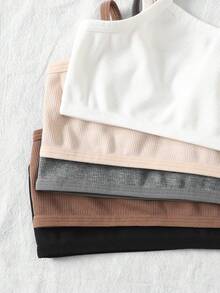 SHEIN 5pcs/Set Soft & Skin-Friendly Tween Girls' Tank Tops & Camis, Underwear For Children & Students During Development - Multicolor - View 3