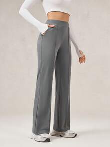 OutZeal 女士运动裤 休闲凉爽触感弹力阔腿带拉链口袋 - 灰色 - 查看 8