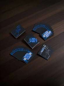 一副防水柔韧扑克牌，带盒子，酷炫设计，非常适合派对、游戏、送礼和庆祝活动，蓝色扑克牌，礼品>蓝色，扑克牌 - 藍色 - 查看 3