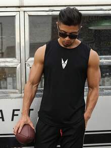 Manfinity Sport Corelite 男士几何图案休闲夏季运动背心篮球服男士“我爱我的男朋友”图案男士T恤男士慢跑裤