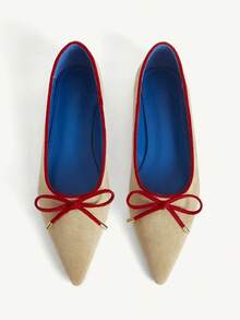 CUCCOO CHICEST Giày bệt mũi nhọn họa tiết bướm thanh lịch dành cho nữ - Màu be - Xem 1