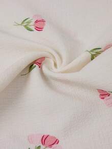 Bộ đồ ngủ dài tay cổ bèo nhún in hoa dành cho nữ - Nhiều màu - Xem 7