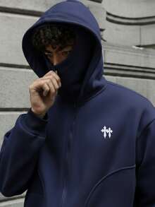 Teen Boys' Black Hooded Sweatshirt, Casual College Style, Comfortable & Fashionable, Versatile, Soft Fabric, Suitable For Daily Wear, School, Outings, Outdoor Activities, All Seasons Flash Burgundy Boho Goth Y2k Streetwear Rave Vacation Holiday Party Festival Fall Winter Winter Clothes Retro Vintage Casual Cozy - Royal Blue - View 4