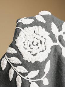 Poéselle Casual Retro Round Neck Long Sleeve Women Sweater In Fall/Winter,Sweaters For Women - Grey - View 9