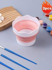 Collapsible Silicone Brush Cleaner Cup Foldable Paint Brush Washer Portable Water Basin For Acrylic Oil Watercolor Painting Artist Travel Studio Art Supplies - Multicolor - View 21